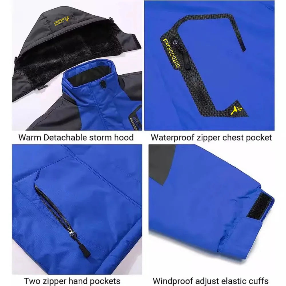Men's Winter Parkas Outdoor Jacket Thicken Fleece Warm Waterproof Windbreaker Ski Jackets Climb Men Thick Coat Hot Sale Pi-Mart