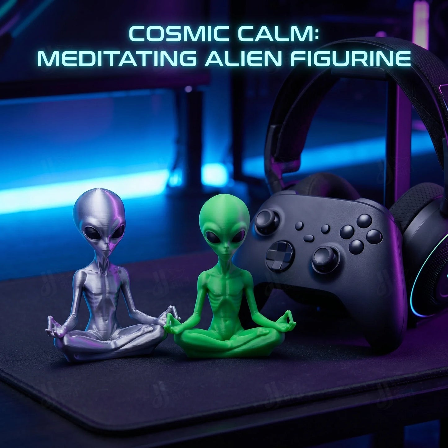 Meditating Alien Ornament, Sci-Fi Style, Collectible Figurine, Home Desk Decoration, Creative Sculpture LadyShow.Store