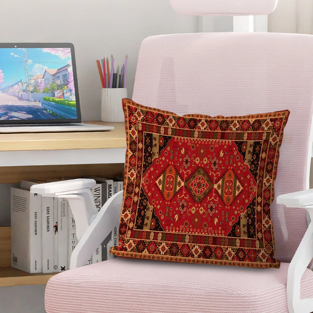 Persian Rug Pattern Pillowcase Living Room Sofa Cushion Cover Fashion Decorative Home Decor 45X45cm Two Sides Short Plush Pi-Mart