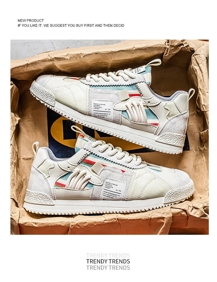 Large Size Men's White Sneakers Autumn Comfortable Non Slip Running Shoes Luxury Soft Sole Fashion Lace Up Outdoor Casual Shoes Pi-Mart