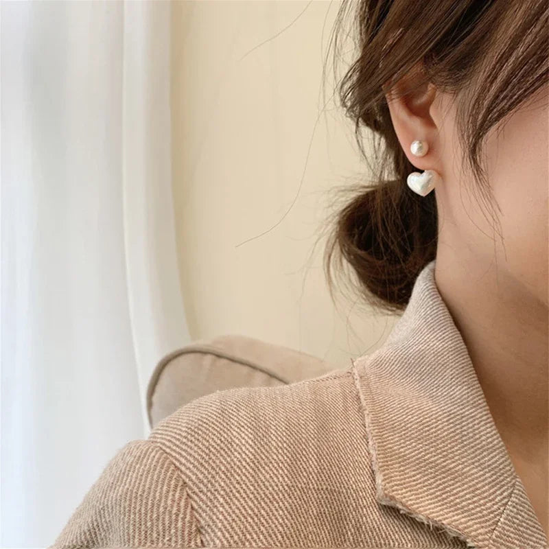 New Fashion love Heart Pearl Earrings for Women Sweet Elegant Temperament Drop Earring Trend Jewelry Accessories Pi-Mart