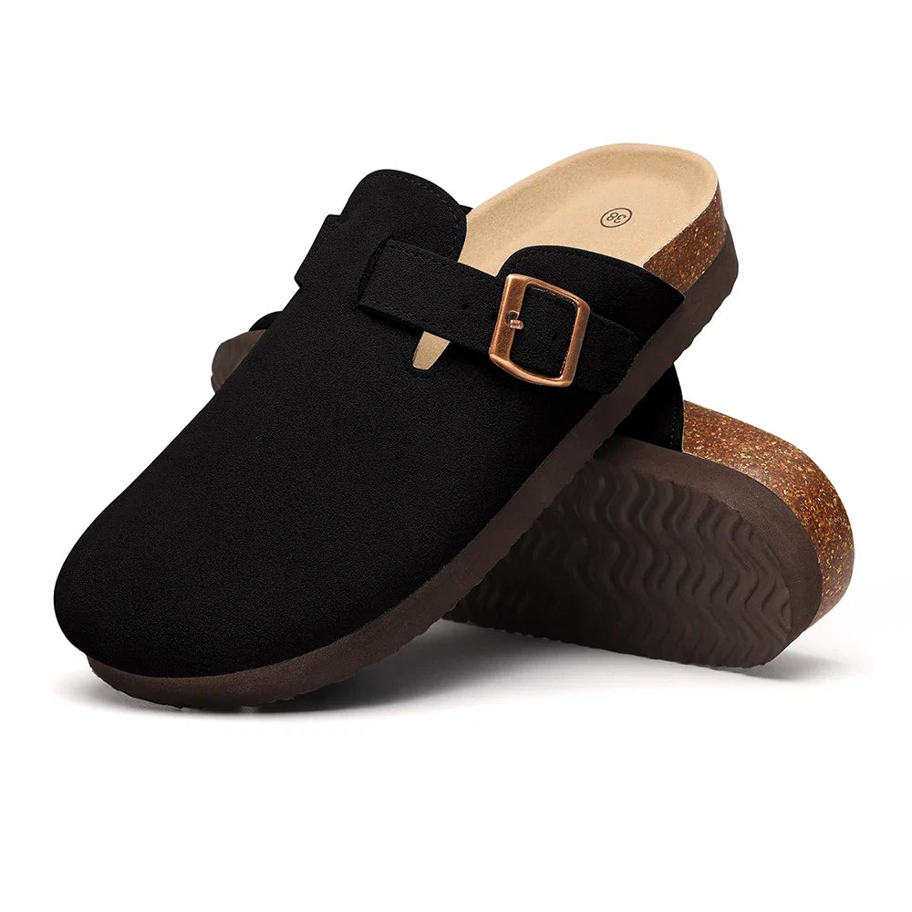 Litfun New Women Clogs For Women Fashion Cork Suede Mules Slipper Classic Cork Antislip For Outdoor Slippers With Arch Support LadyShow.Store