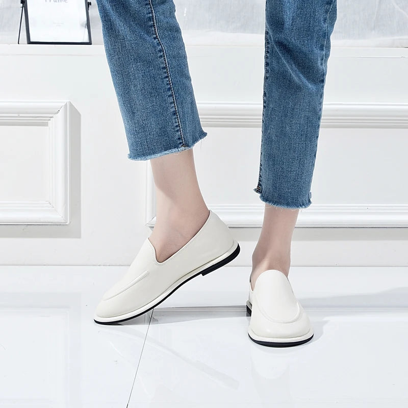 AIYUQI Loafers Women 2026 New Spring Round Toe One Foot Slip-on Shoes Women Genuine Leather Soft Flats Shoes Women Pi-Mart