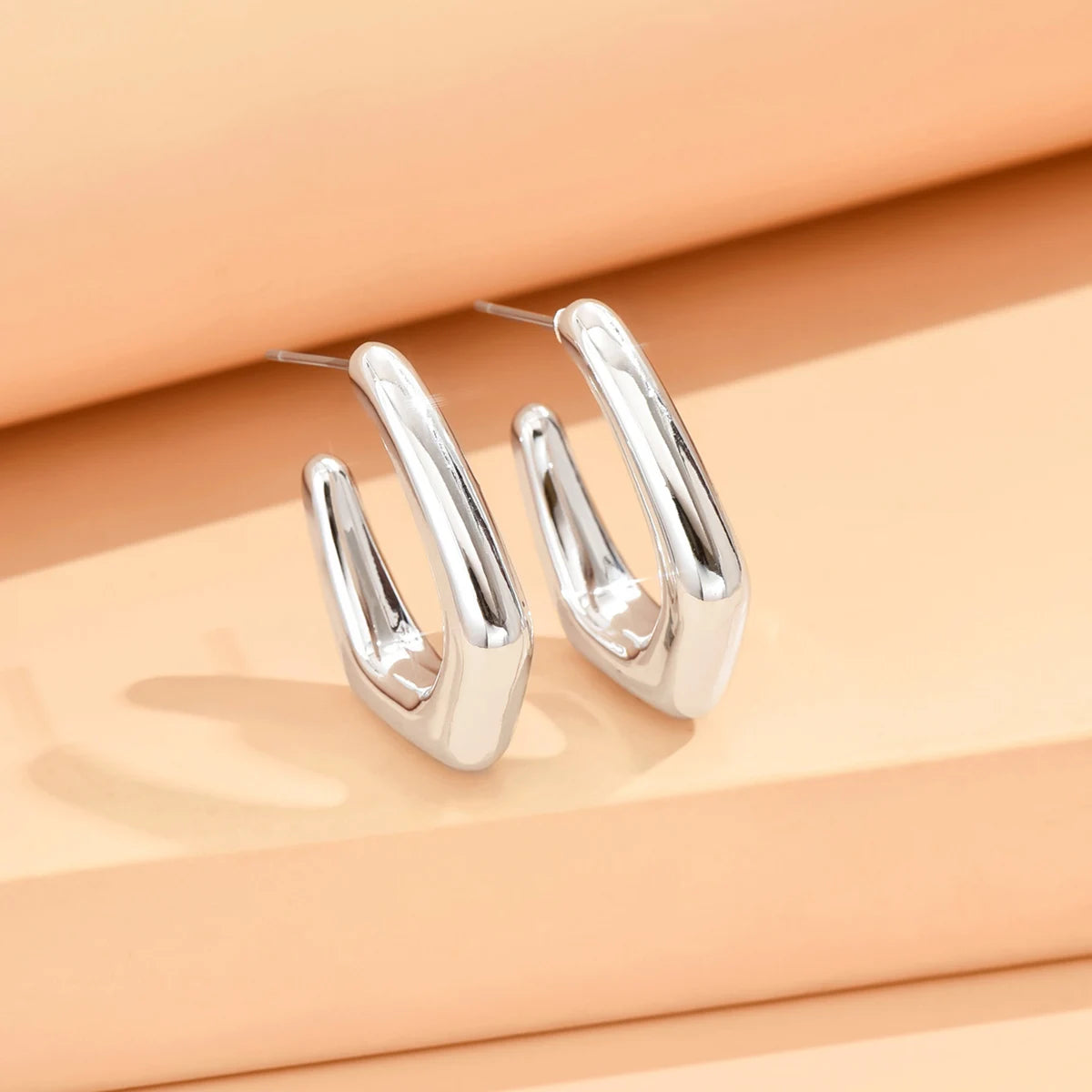 серьги Geometric Irregular Metallic Color Earrings for Women 2024 Minimalist Style Personality Earrings Trendy Jewelry Gift Pi-Mart