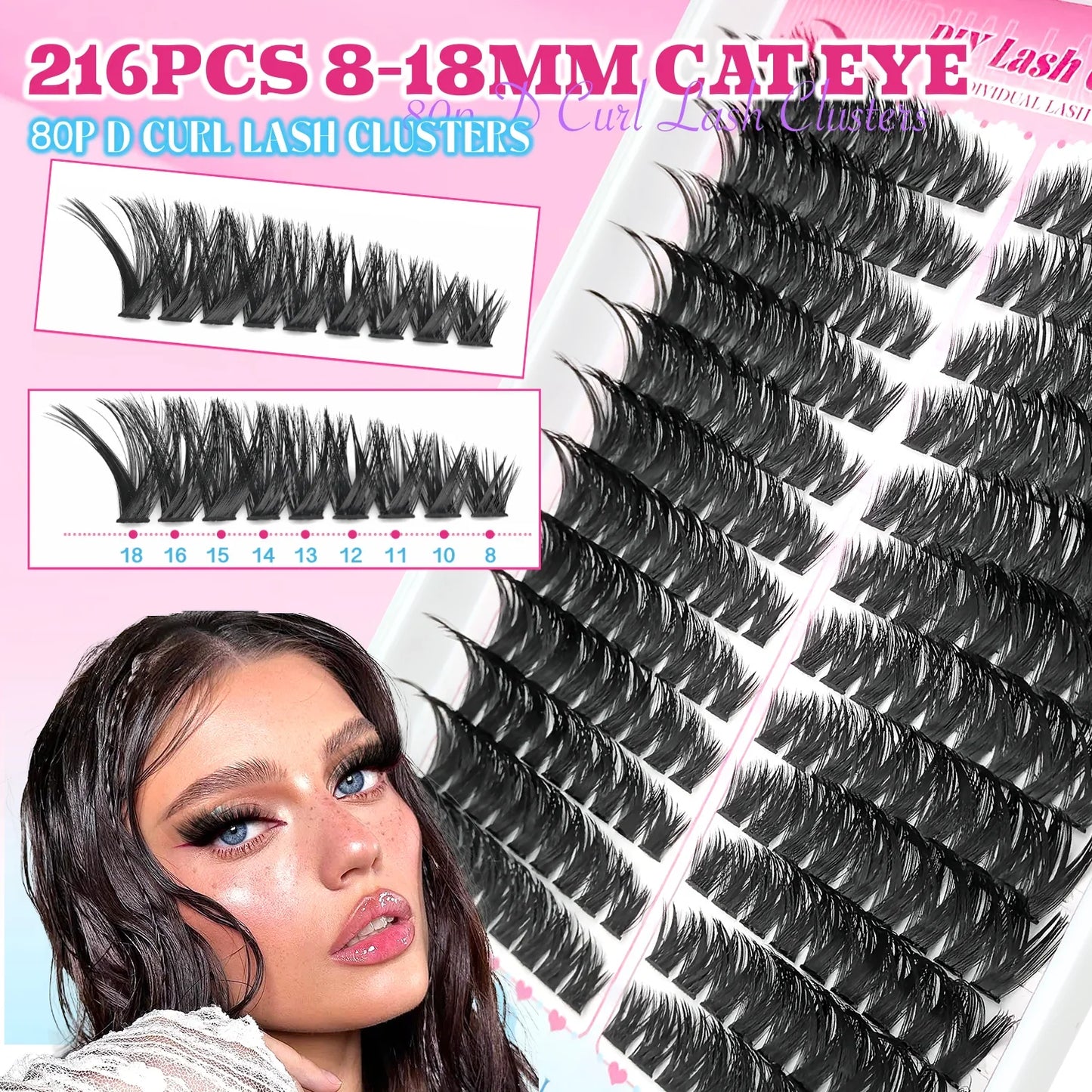 False Eyelashes Natural Wispy Individual Cluster Lashes Easy to Apply Soft & Lightweight Reusable for Daily Makeup LadyShow.Store