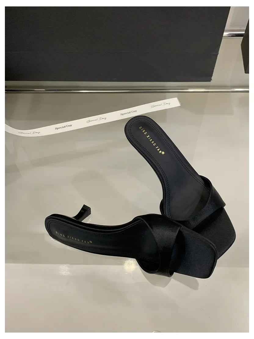 2026 Fashion Sexy Thin High Heels Slides Women Open Toe Pumps Slip Sandal Female Slippers Mule Patent Leather Outdoor Flip Flops LadyShow.Store