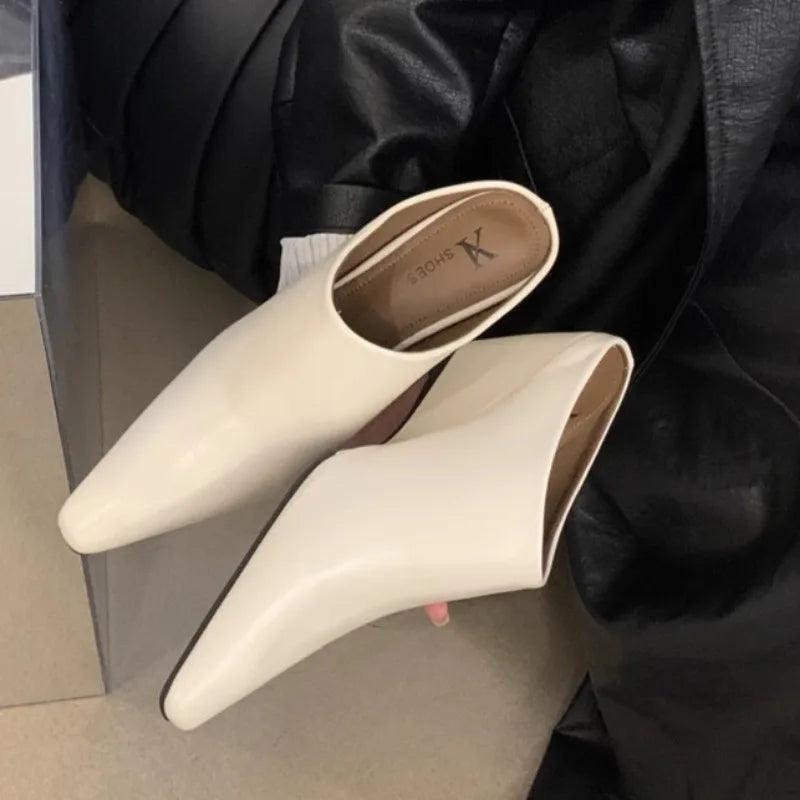 Women's Fashion Baotou Slippers Spring New Pointed Head Deep Mouth Anti-slip Wear-resistant Slip-on Wedge Sandals LadyShow.Store