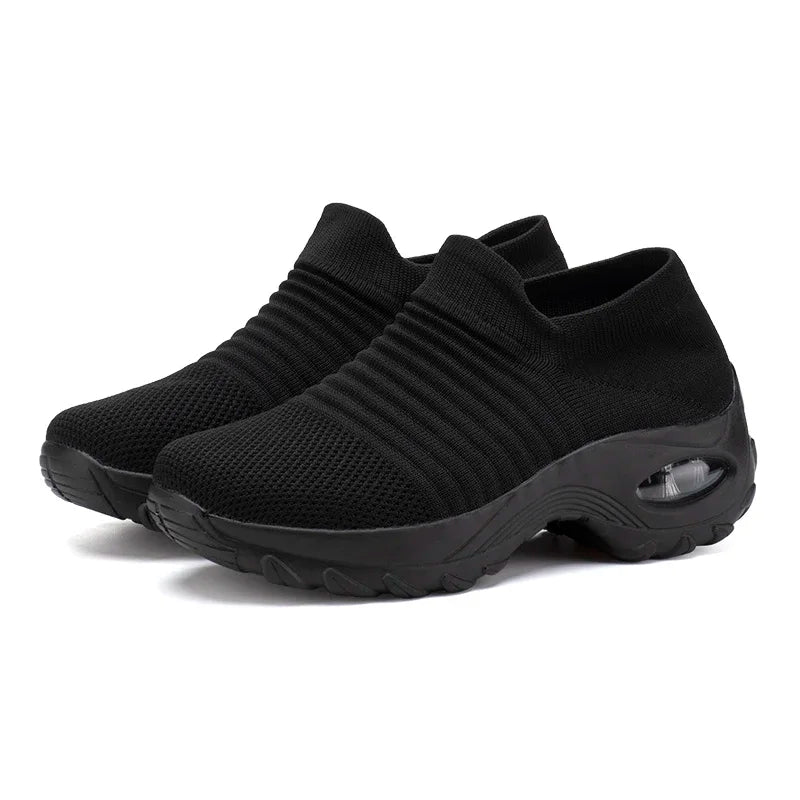 Women Sneakers Summer Fashion Black Sports Casual Shoes Breathable Mesh Lightweight Air Cushion Non-Slip Running Shoe Zapatillas LadyShow.Store