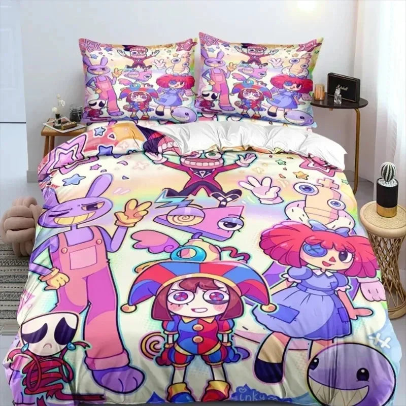 THE AMAZING DIGITAL CIRCUS Cartoon Bedding Set Double Twin King Duvet Cover Comforter Pillowcase Boys Girls Adults Bedroom Pi-Mart