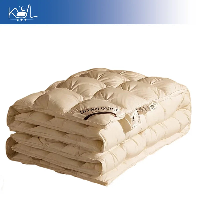 3D Luxury Quilted 100% Premium Goose Down Comforter King Queen Full Size Winter Thick Solid Color Duvet Pi-Mart