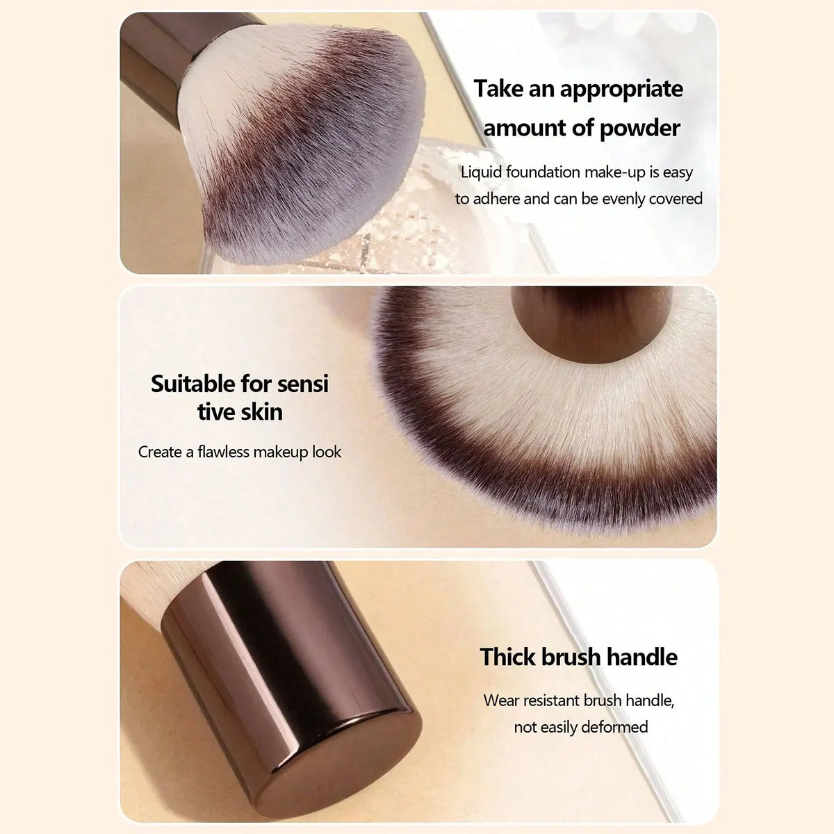 7pcs Professional Makeup Brush Set, Includes: 4pcs Dual-Ended Face Brushes, 1pc Angled Brush, 1pc Short Handle Foundation Brush, Tri Light Beauty