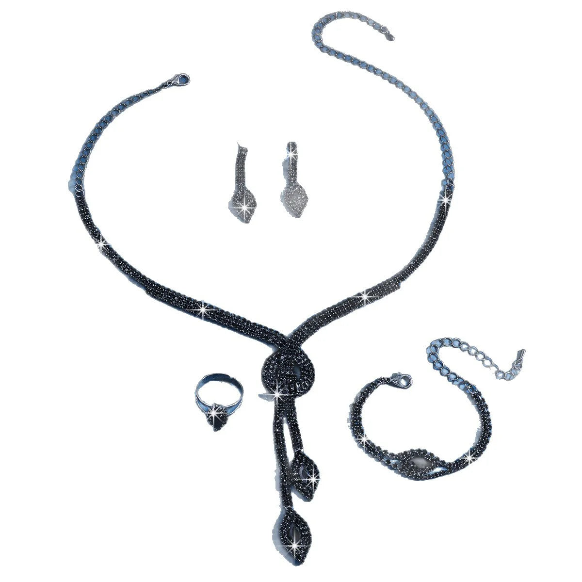 Exquisite luxury nude diamond zirconia bridal wedding banquet lady's necklace and earrings jewelry set Pi-Mart