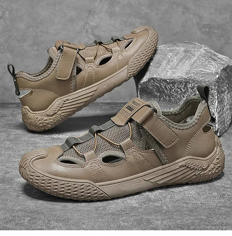 Large Size Sandals for Men, 2026 New Style, Trendy, Versatile, Casual Sports Sandals, Soft-Soled Hollow Beach Shoes for Men Pi-Mart