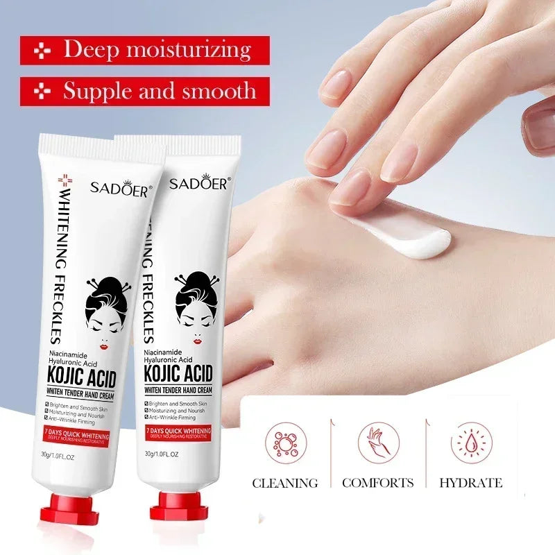 SADOER Kojic Acid Hand Cream Moisturizing Nourishing Brightening Hydrating Hand Creams Beauty Hands Skin Care Products Tri Light Beauty
