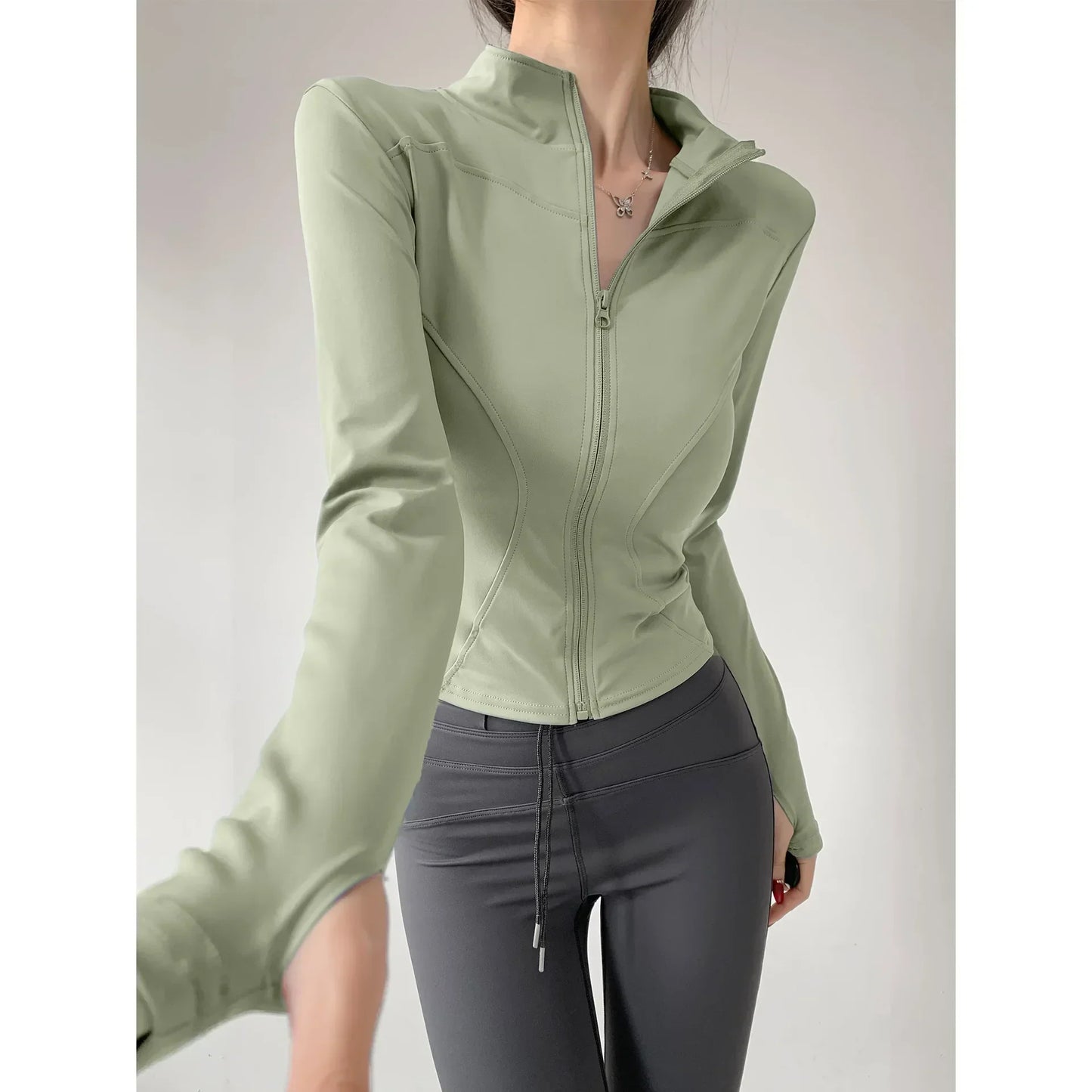 Sun Quick Drying Sports Coat Women's Tight Top Yoga Jacket Long Sleeve Zipper Jacket Running Fitness Women's Jacket S-3XL LadyShow.Store