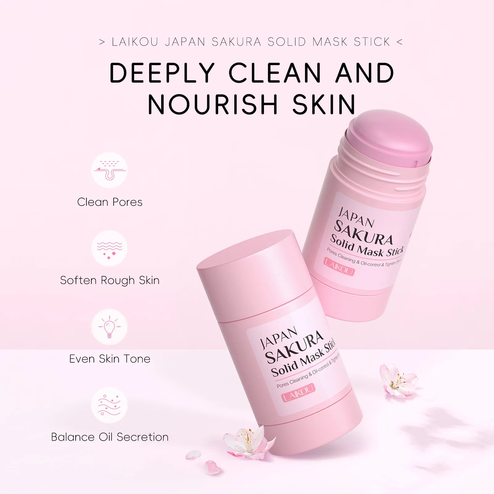 Sakura Solid Face Mask Stick Deep Cleaning Green Tea Facial Mask Reduces Blackhead Pores Oil Control Moisturizing Mud Mask 40g Pi-Mart