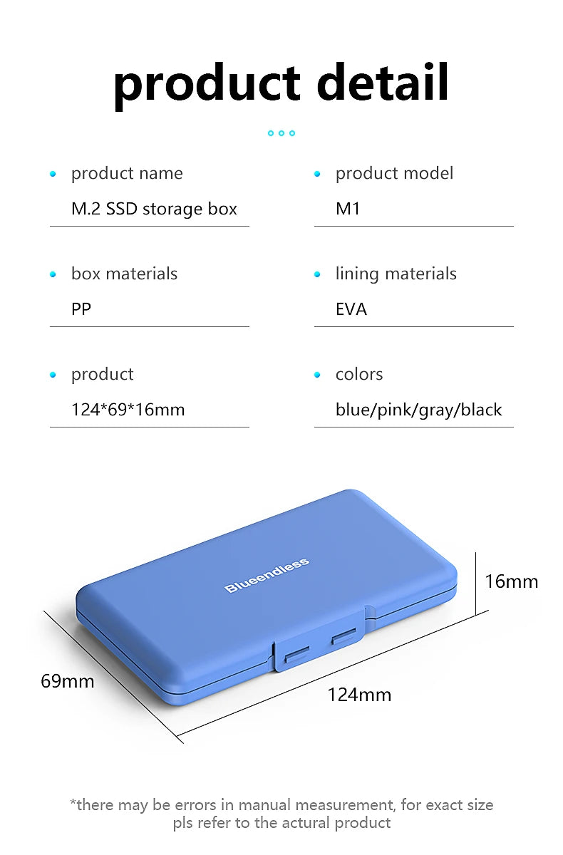 4-Slot M.2 SSD Case Storage Case 2280 SSD Enclosure Bag for SSD Case SATA NVme Hard Disk Box for SSD Shockproof Portable Box Pi-Mart