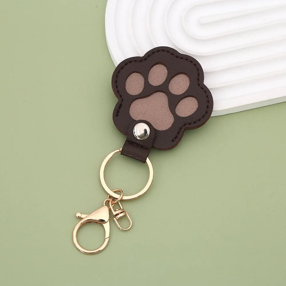 Cute Paw Print Pet Hair Memorial Keychain Leather Dog Cat Fur Holder Keepsake Key Ring Personalized Pet Loss Memory Key Chains G Pi-Mart