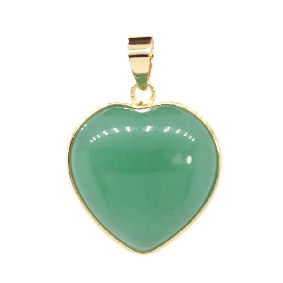 Charms Natural Healing Crystal Heart Stone Pendants For Women Necklace DIY Amethyst Rose Quartz Fluorite Aquamarine Men Jewelry Pi-Mart