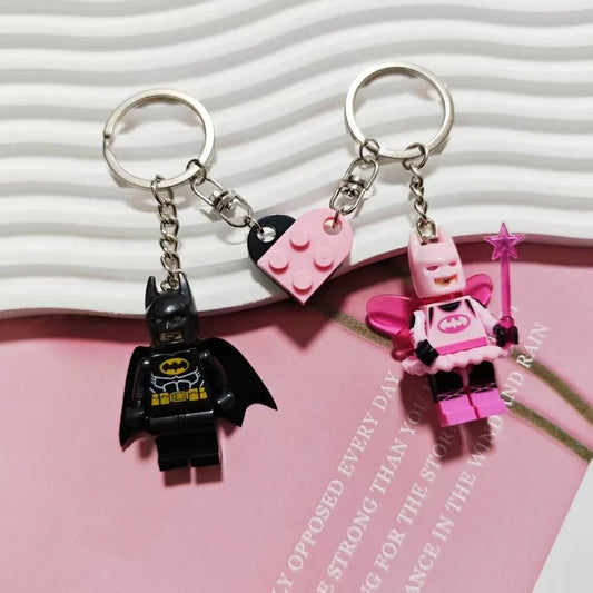 Beautiful Handmade 3D Fairy Star Pink Black Bat Keychain Y2k Heart Block Key Ring Backpack Pendant Couple Keychain Gifts Pi-Mart