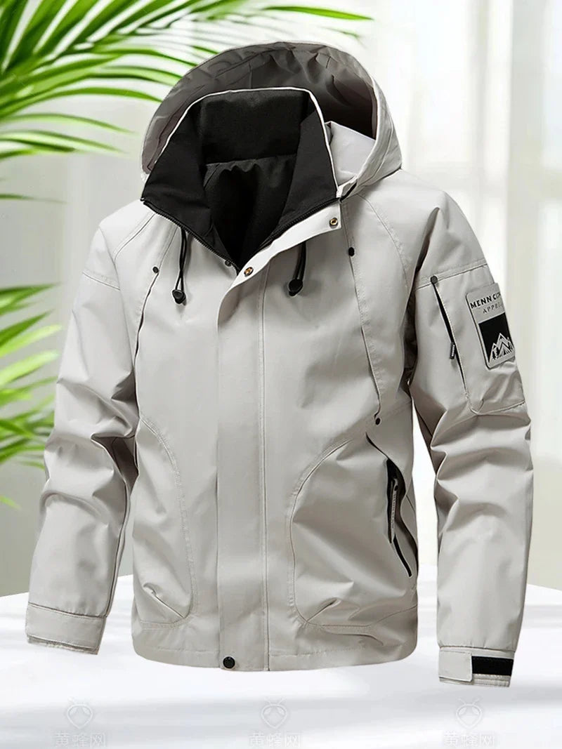 Waterproof Jacket Men Outdoor Softshell Zip Up Hooded Jacket Windbreaker Hiking Camping Coats Lightweight Spring Autumn Coats LadyShow.Store