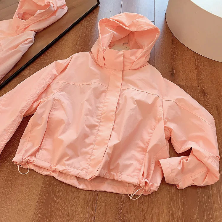 Mumaroho 2026 Autumn Winter Women Windbreaker Jacket Windproof Solid Long Sleeve Outdoor Sport Hooded Thin Coat Jacket For Women Pi-Mart