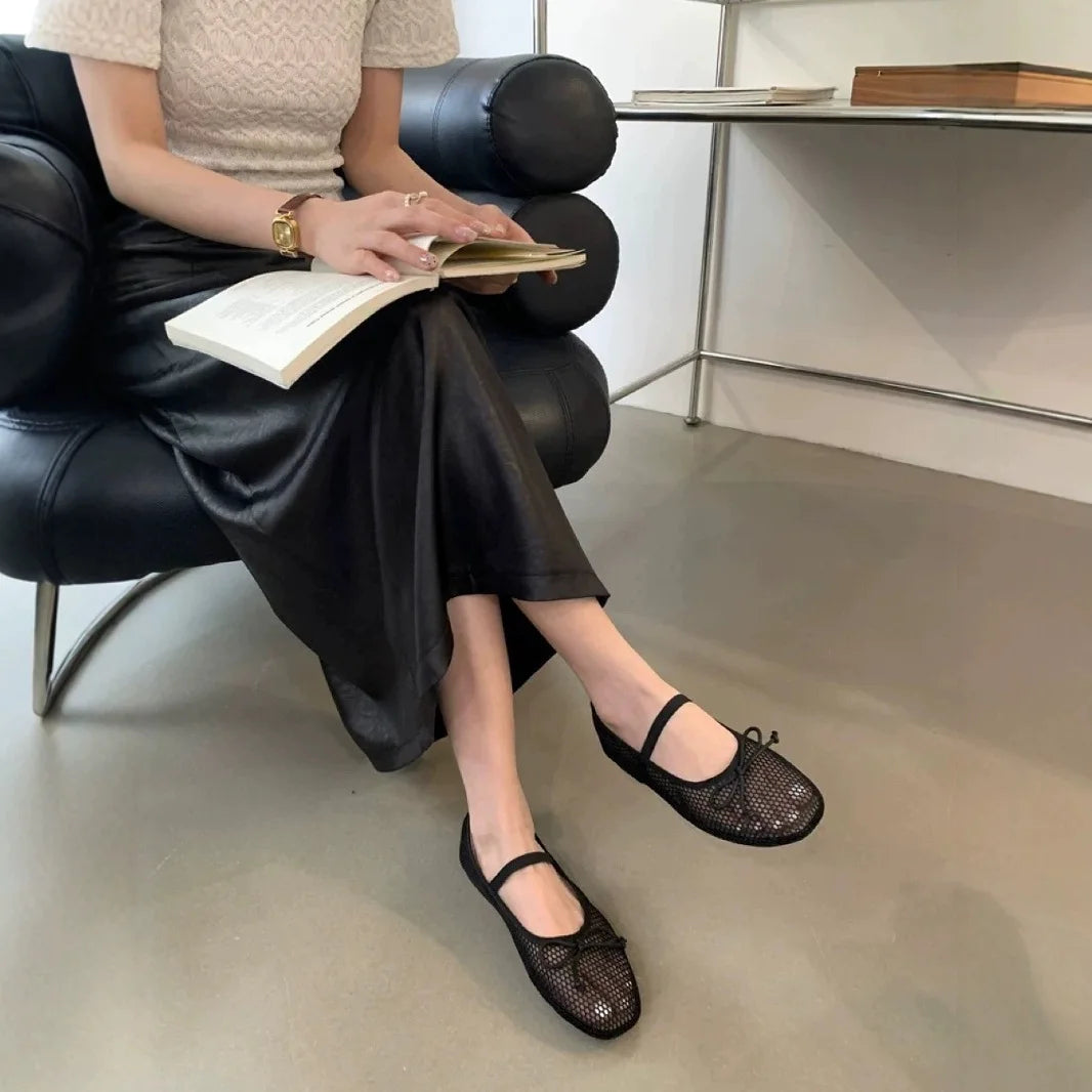 2025 New Luxury Spring/Summer Women Mesh Hollow Elastic Band Flat Bottom Non slip Casual Shoes Flat Bottom Shoes Pi-Mart