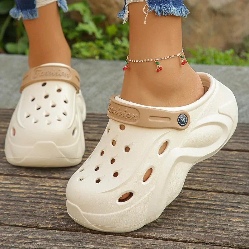 Chunky Platform Clogs Sandals Women 2024 Summer Soft Thick Bottom Beach Garden Shoes Woman Slide Non Slip Eva Wedge Slippers LadyShow.Store