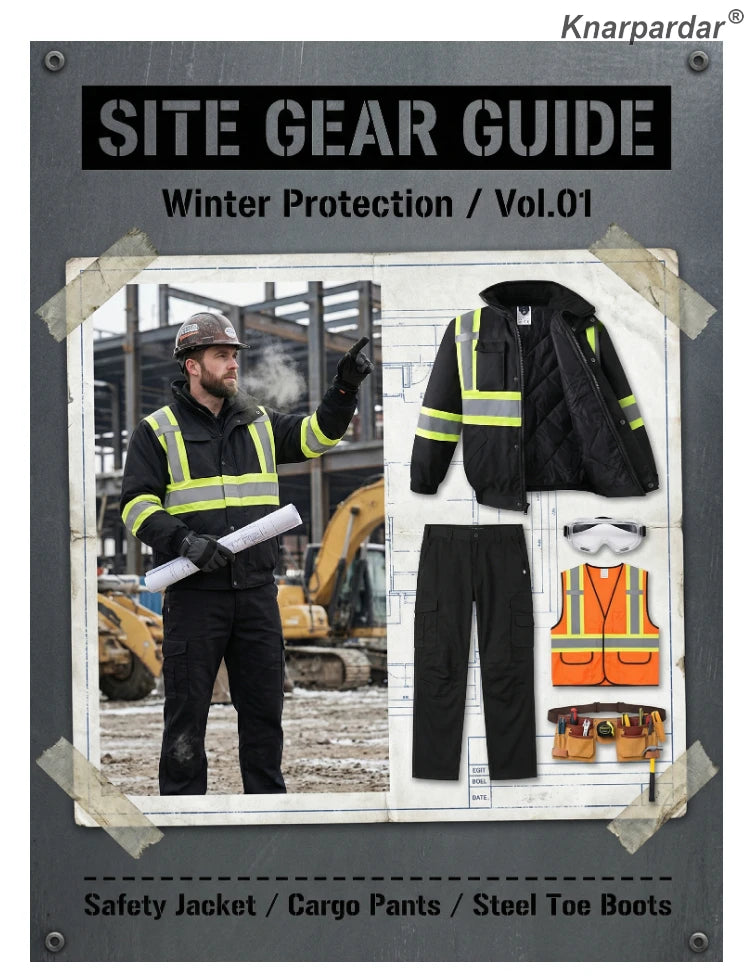 Winter Black Jacket High Visibility Warm Jacket for Men With Customized Logo Waterproof Jacket Reflective Parka Jacket Workwear Pi-Mart