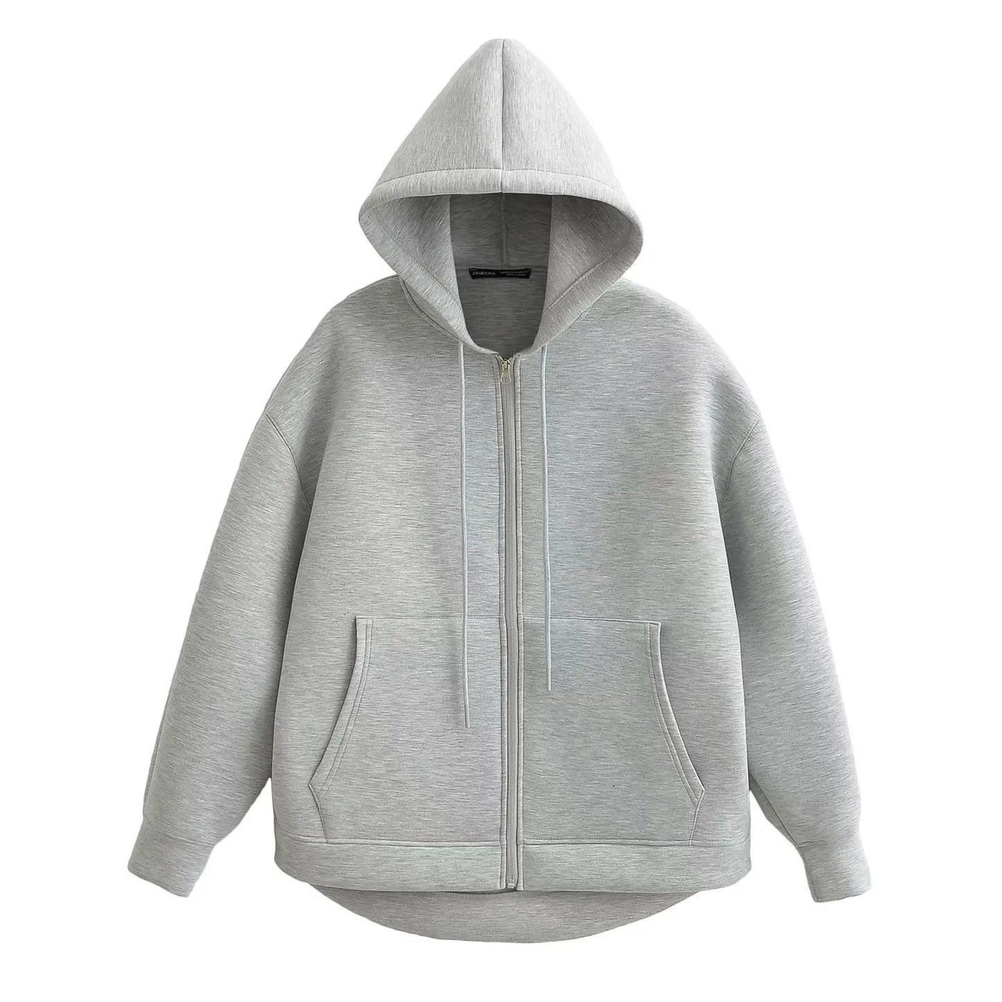 HH 2026 Casual Women's Soild Zipper Hoodie Long Sleeve Big Pocket Zipper Jacket With Hood Female Loose Outerwear Coat Tops LadyShow.Store
