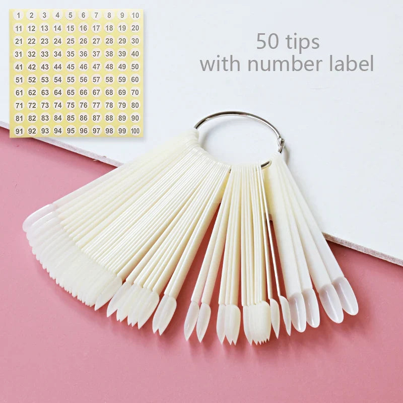 80/50/20pcs Nail Display Sticks Nail Swatch False Nail Tips Nail Gel Polish Practice Clear Display Board for Nail Art Tools Tri Light Beauty