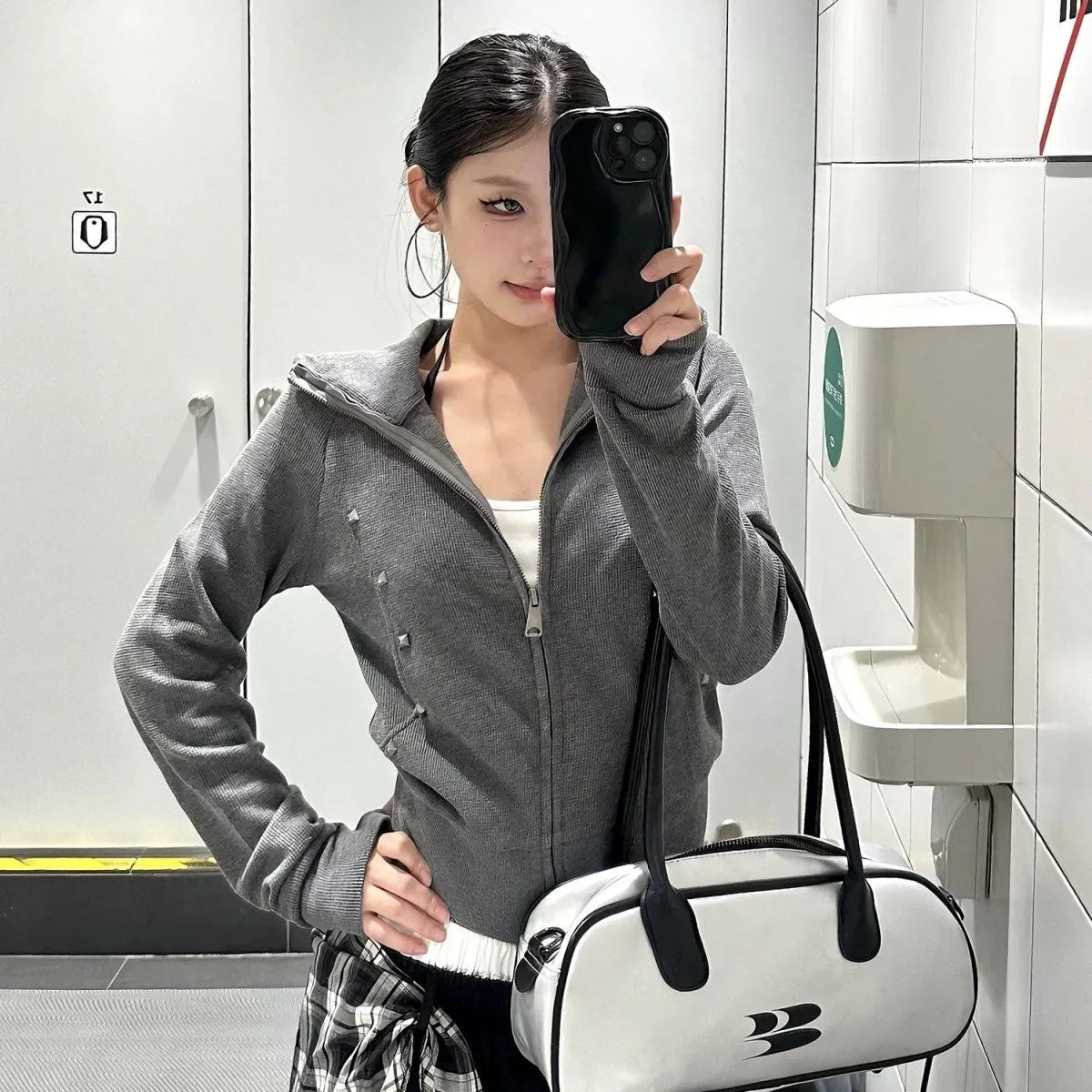 American Vintage Hooded Long Sleeve Jacket Women Autumn Winter Casual Slim Cardigan Top Harajuku Solid Y2k Zipper Clothes 2025 LadyShow.Store