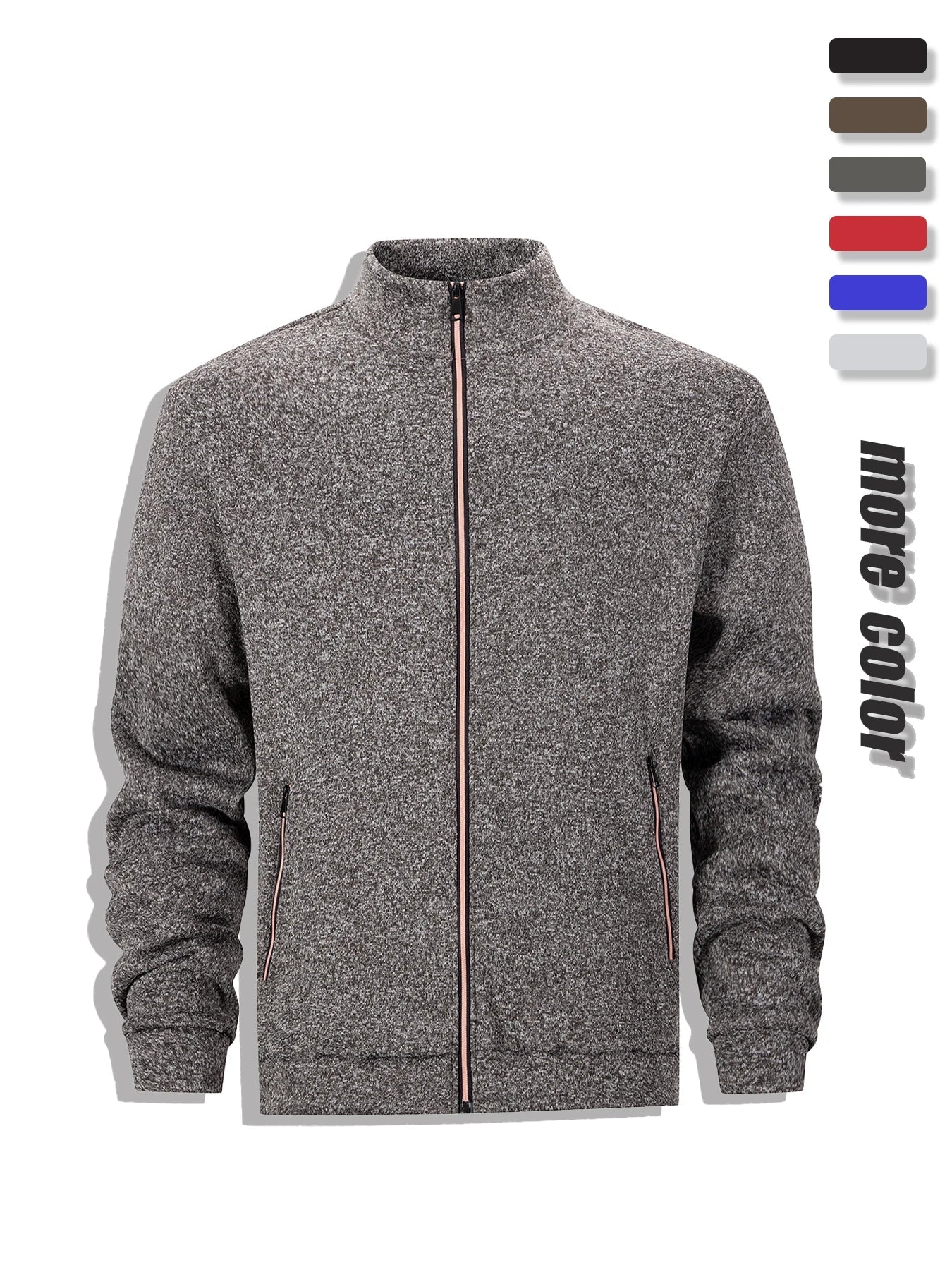 Men's Casual Sweatshirt Jackets Full Zip Up Cardigan Stand Collar Jacket Autumn Winter Male Outdoor Windproof Warm Coat LadyShow.Store