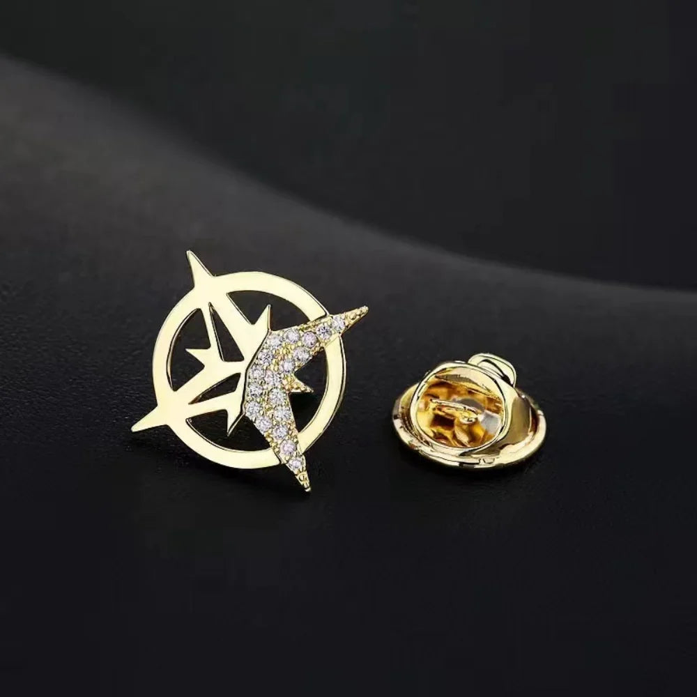 Rhinestone Hexagram Brooches for Women Men Fashion Starburst Metal Lapel Pin Clothes Accessories Office Leisure Jewelry Gift Pi-Mart