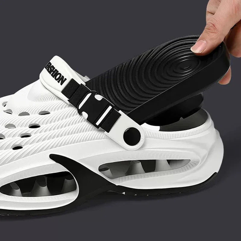 Fashion Hollow Out Thick Bottom Sports Sandals Men Eva Soft Sole Summer Clogs Sandals Men Non Slip Outdoor Driving Beach Sandles Pi-Mart