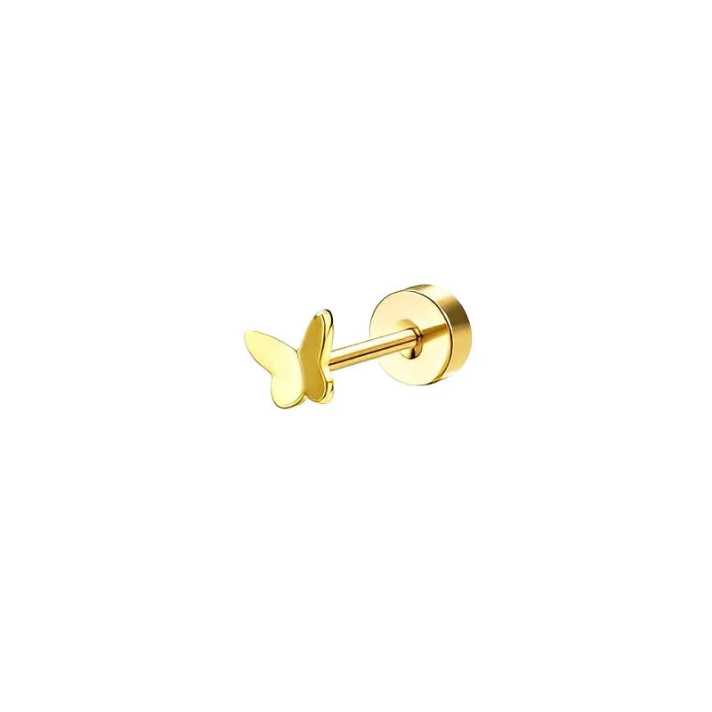Bobisty 1pc Earrings Surgical Stainless Steel Earrings for Women Dainty Flat Back Earring Stud Hoop Cartilage for Sensitive Ears Pi-Mart