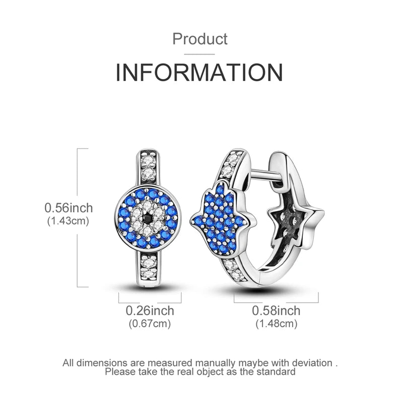 925 Sterling Silver Hoop Earring For Woman Night Sky Blue Purple Gemstone Original Earrings Fashion Jewelry Gift Pi-Mart