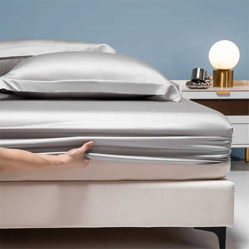 Luxury 100% Bamboo Bed Sheet Set with Fitted Sheets Flat Bedsheet Pillowcase Double Queen King Size Bedding Sets Smooth Silky LadyShow.Store