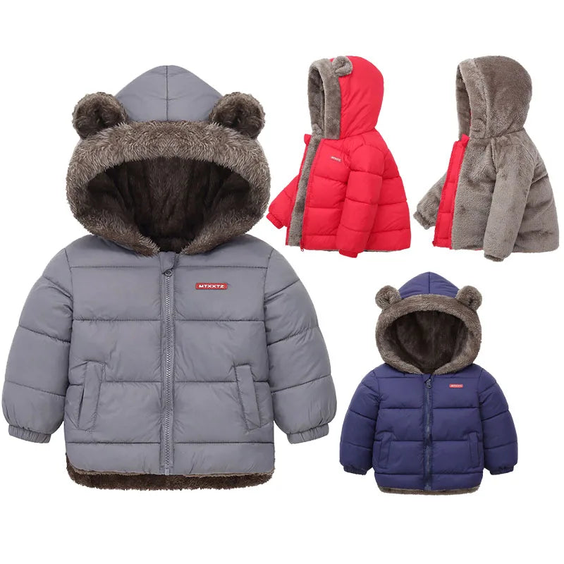 Baby Boys Girls Jacket Hooded Cotton Outerwear Children's Thick Fleece Coat Cashmere Padded Jackets Winter Boys Girls Warm Coats LadyShow.Store