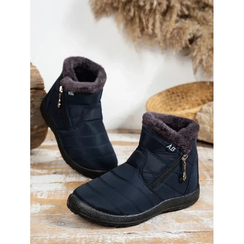 Women's Winter Snow Boots Faux Fur Lined Waterproof Ankle Booties Side Zipper Warm Outdoor Short Boots for Cold Weather LadyShow.Store