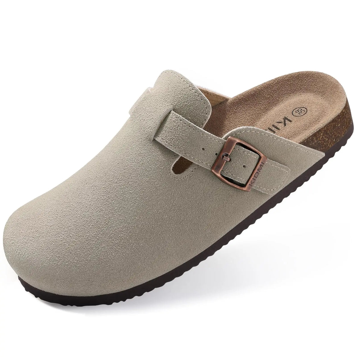 Comwarm Buckle Clogs For Women Men New Genuine Suede Clogs with Arch Support Soft Cork Footbed Mules Fashion Thick Beach Sandals Pi-Mart
