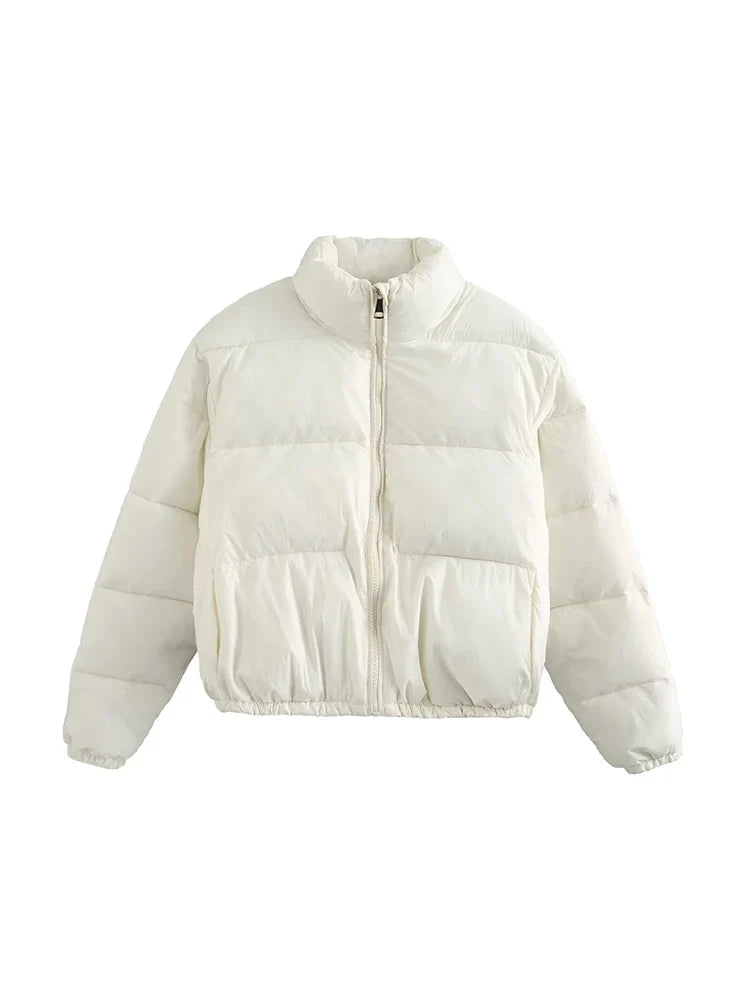 Vintage Women Brown Warm Puffer Jackets 2023 Winter Fashion Ladies Elegant Short Parka Casual Female Chic Green Outerwear LadyShow.Store