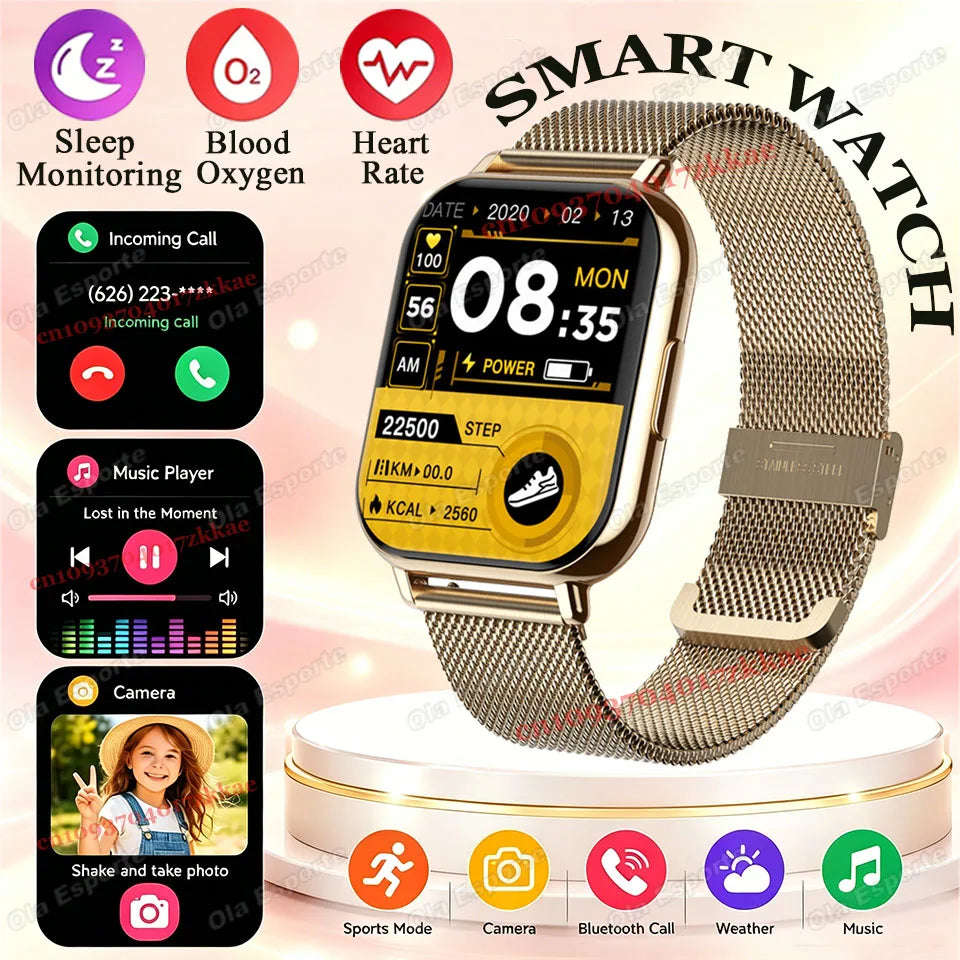 2026 Upgraded Smart Watch Heart Rate Blood Oxygen/Pressure Sleep Monitoring Bluetooth Call Voice Assistant Sport Mode Smartwatch LadyShow.Store