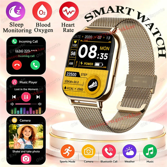 2026 Upgraded Smart Watch Heart Rate Blood Oxygen/Pressure Sleep Monitoring Bluetooth Call Voice Assistant Sport Mode Smartwatch LadyShow.Store