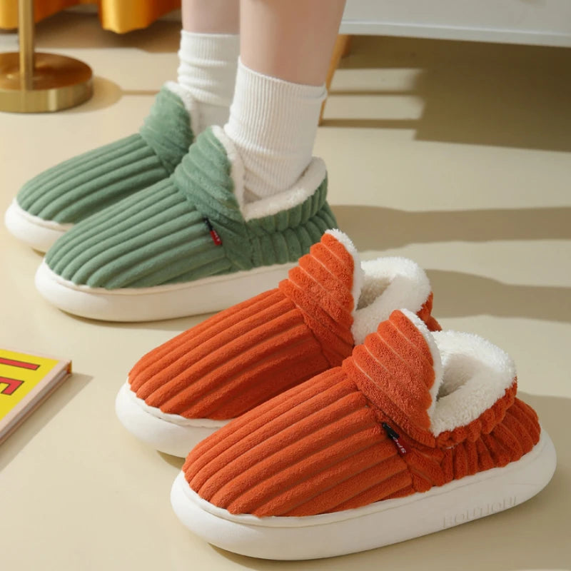 Evshine Soft Sole Slippers For Women Winter Fashion Women Fur Slippers Fuzzy Plush Men Slippers Warm Furry Women Cotton Shoes Pi-Mart