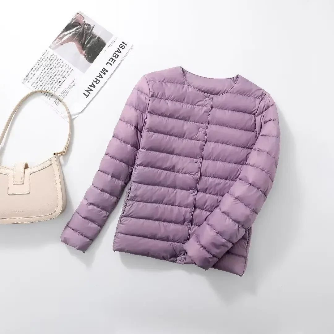 2026 New Arrivals Autumn Winter Warm Women White Duck Down Slim Jackets Female Fashion Ultra Lightweight Packable Puffer Coats LadyShow.Store