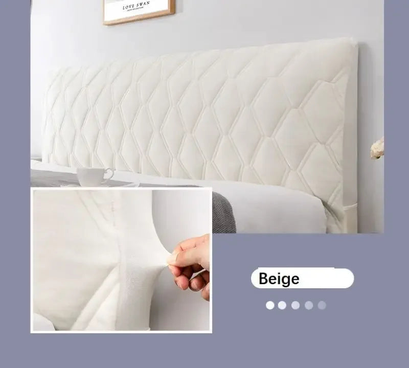 All-inclusive Super Soft Smooth Quilted Head Cover Thicken Velvet Headboard Cover Solid Color Bed Back Dust Protector Cover Pi-Mart