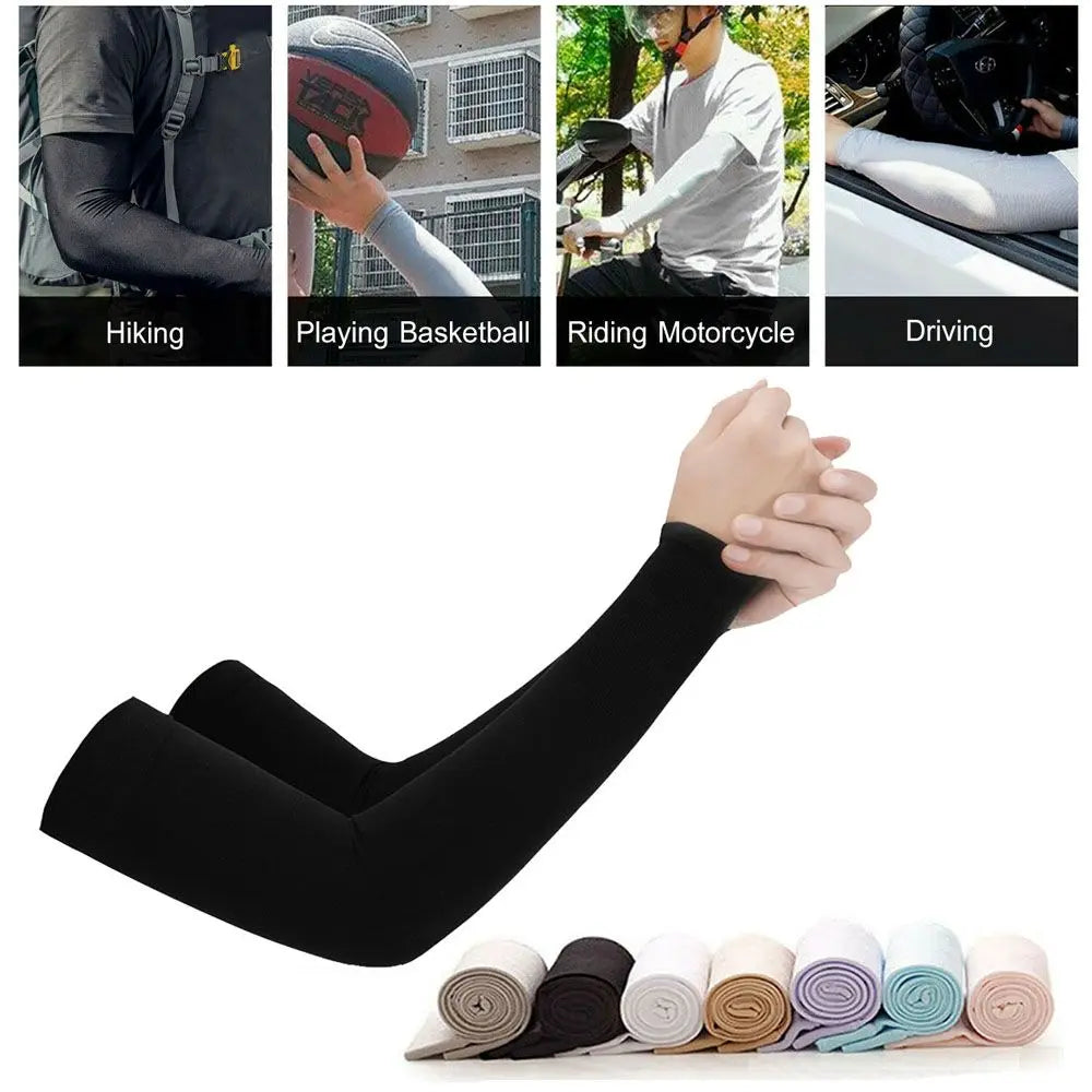 2Pcs Arm Sleeves Warmers Sports Sleeve Sun UV Protection Hand Cover Cooling Warmer Running Fishing Cycling Pi-Mart
