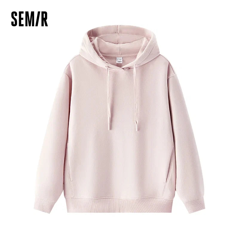 Semir Hoodie Women Fleece Lined Thermal Antibacterial Loose Fit Solid Color 2025 New Winter Casual Pullover LadyShow.Store