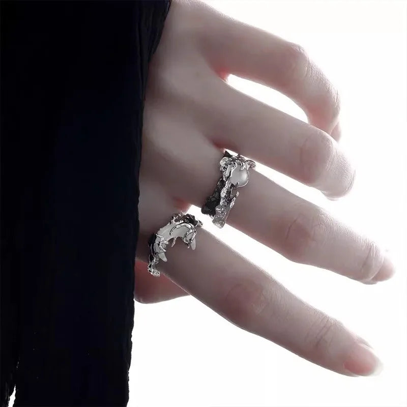 Vintage Y2K Irregular Sun Moon Open Ring for Women Men Adjustable Metal Punk Finger Rings Fashion Party Jewelry Lovers Gifts Pi-Mart